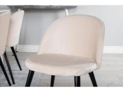 Polar180X90WHWH Ensemble Table, Table Blanc Et 6 Velvet Chaises Velours Beige, Noir. -Fren Soldes Boutique ensemble table et chaise 22200859