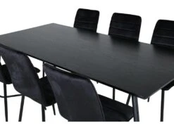 PippiBL Ensemble Table, Table Noir Et 6 Windu Lyx Chaises Velours Noir. -Fren Soldes Boutique ensemble table et chaise 22201897