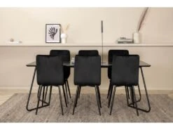 PippiBL Ensemble Table, Table Noir Et 6 Windu Lyx Chaises Velours Noir. -Fren Soldes Boutique ensemble table et chaise 22201899