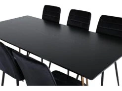 PippiCO Ensemble Table, Table Noir Et 6 Windu Lyx Chaises Velours Noir. -Fren Soldes Boutique ensemble table et chaise 22202167