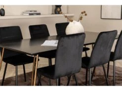 PippiCO Ensemble Table, Table Noir Et 6 Windu Lyx Chaises Velours Noir. -Fren Soldes Boutique ensemble table et chaise 22202175