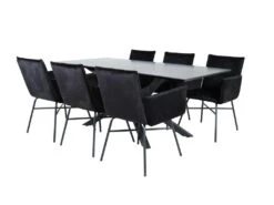 PiazzaBLBL Ensemble Table, Table Noir Et 6 Pippi Chaises Velours Noir.