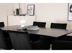 PiazzaBLBL Ensemble Table, Table Noir Et 6 Pippi Chaises Velours Noir. -Fren Soldes Boutique ensemble table et chaise 22202477