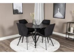 DippØ115BLBL Ensemble Table, Table Noir Et 4 Gemma Chaises Noir. -Fren Soldes Boutique ensemble table et chaise 22203203