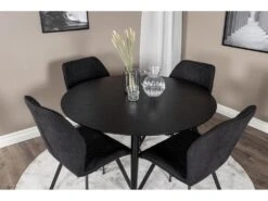 DippØ115BLBL Ensemble Table, Table Noir Et 4 Gemma Chaises Noir. -Fren Soldes Boutique ensemble table et chaise 22203207