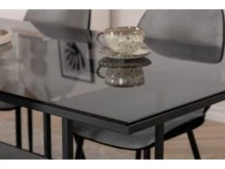 Leif Ensemble Table, Table Enfumé Verre Et 4 Emma Chaises Velours Gris,noir. -Fren Soldes Boutique ensemble table et chaise 22203655