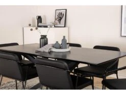 PiazzaBLBL Ensemble Table, Table Noir Et 6 Tvist Chaises Similicuir PU Noir. -Fren Soldes Boutique ensemble table et chaise 22203887