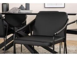 PiazzaBLBL Ensemble Table, Table Noir Et 6 Tvist Chaises Similicuir PU Noir. -Fren Soldes Boutique ensemble table et chaise 22203889