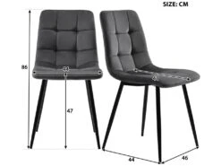 Ensemble Table Et 4 Chaises - Table Noire 117x68cm - Structure En Métal - Chaise En Velours Gris 7 Ensemble Table Et 4 Chaises - Table Noire 117x68cm - Structure En Métal - Chaise En Velours Gris -Fren Soldes Boutique ensemble table et chaise 22720839