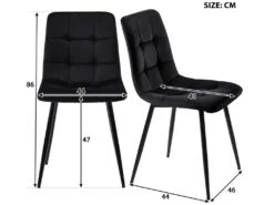 Ensemble Table Et 4 Chaises - Table Dorée 117x68cm - Structure En Métal - Chaise En Velours Noir -Fren Soldes Boutique ensemble table et chaise 22720899