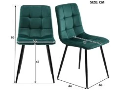 Ensemble Table Et 4 Chaises - Table Noire 117x68cm - Structure En Métal - Chaise En Velours Vert -Fren Soldes Boutique ensemble table et chaise 22720961