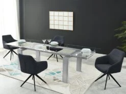 Ensemble Table LUBANA + 4 Chaise MUSE - Chrome Et Anthracite