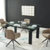 Ensemble Table LUBANA + 4 Chaise MUSE - Noir Et Beige