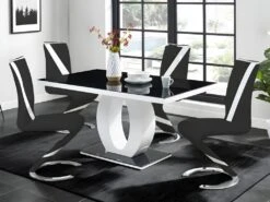 Ensemble Table TWIST + 4 Chaises TWIZY - Noir Et Blanc