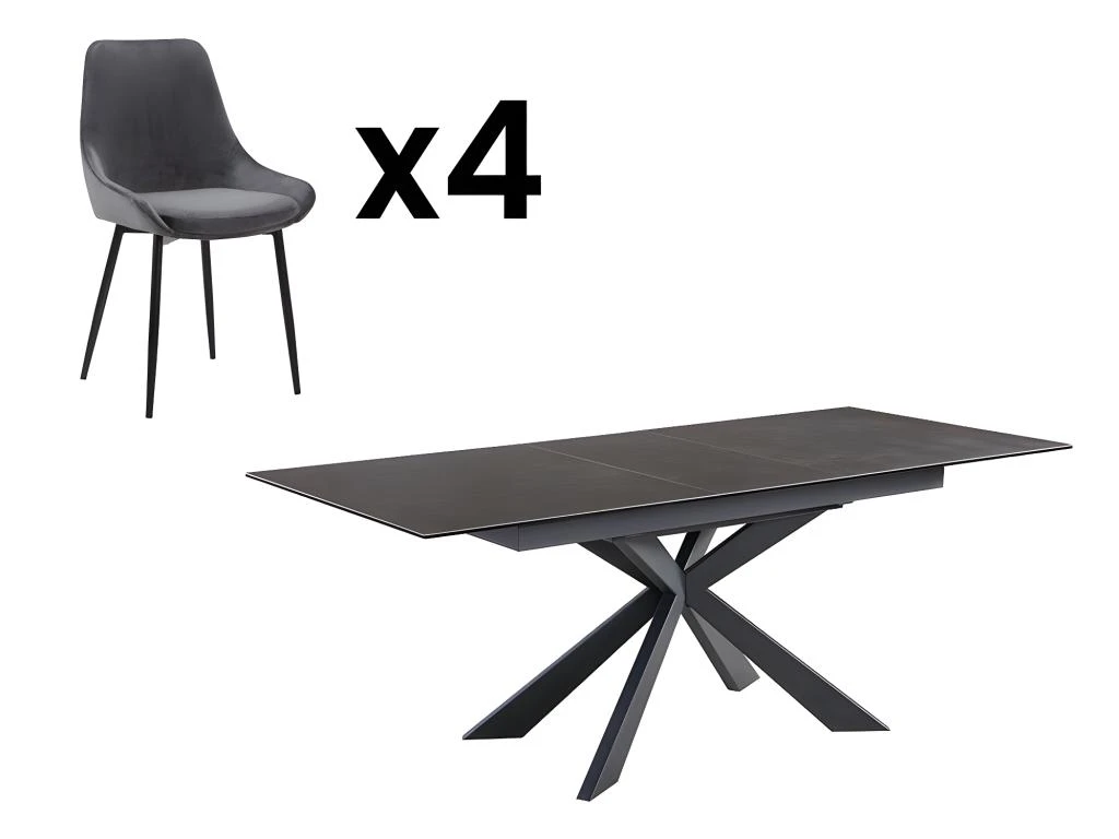 Ensemble Table ALBINA + 4 Chaises MASURIE - Anthracite 2 Ensemble Table ALBINA + 4 Chaises MASURIE - Anthracite – Image 2