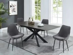 Ensemble Table ALBINA + 4 Chaises MASURIE - Anthracite