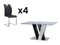 Ensemble Table + 4 Chaises - Coloris : Noir Et Blanc - WINCH -Fren Soldes Boutique ensemble table et chaise 569489