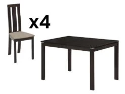Ensemble Table + 4 Chaises - Hêtre Massif - Wengé - DOMINGO -Fren Soldes Boutique ensemble table et chaise 569643