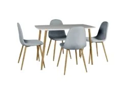 WINTER - Ensemble Table + 4 Chaises Gris Clair