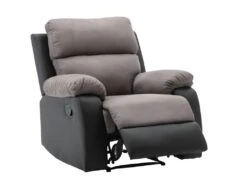 Fauteuil Relax En Microfibre Et Simili TOLZANO - Gris Et Noir -Fren Soldes Boutique fauteuil relax 401779