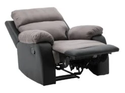 Fauteuil Relax En Microfibre Et Simili TOLZANO - Gris Et Noir -Fren Soldes Boutique fauteuil relax 401781