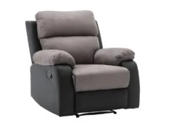 Fauteuil Relax En Microfibre Et Simili TOLZANO - Gris Et Noir -Fren Soldes Boutique fauteuil relax 401783