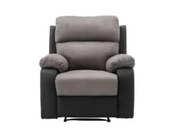Fauteuil Relax En Microfibre Et Simili TOLZANO - Gris Et Noir -Fren Soldes Boutique fauteuil relax 401785