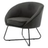 JONAS - Fauteuil Design Tissu Gris Anthracite Pieds Métal Noir