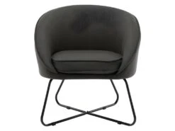 JONAS - Fauteuil Design Tissu Gris Anthracite Pieds Métal Noir -Fren Soldes Boutique fauteuil 10232449