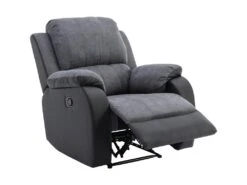 Fauteuil Relax En Microfibre Et Simili Gris Et Noir BRODY -Fren Soldes Boutique fauteuil 10678287
