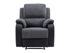 Fauteuil Relax En Microfibre Et Simili Gris Et Noir BRODY -Fren Soldes Boutique fauteuil 10678293