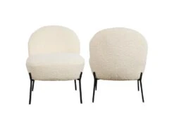 Fauteuil En Tissu Bouclette écru HELMI - HAPPY GARDEN -Fren Soldes Boutique fauteuil 10781109