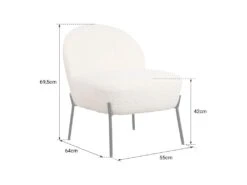 Fauteuil En Tissu Bouclette écru HELMI - HAPPY GARDEN -Fren Soldes Boutique fauteuil 10781111