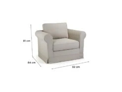 ROY Fauteuil Tissu Beige - L 92 X P 84 X H 81 Cm -Fren Soldes Boutique fauteuil 12982043