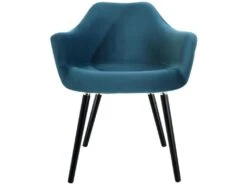 Chaise Anssen En Velours Bleu Canard