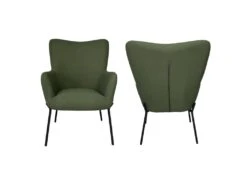 Fauteuil En Tissu Boucle Vert Kaki Avec Repose-pieds EIRA - HAPPY GARDEN -Fren Soldes Boutique fauteuil 13083005
