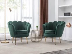 Fauteuil Coquillage En Velours Vert Sapin DANDELION De Pascal Morabito