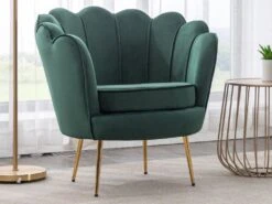 Fauteuil Coquillage En Velours Vert Sapin DANDELION De Pascal Morabito -Fren Soldes Boutique fauteuil 14440133