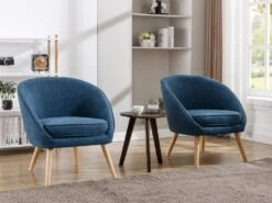 Fauteuil En Tissu Bleu LINDALE