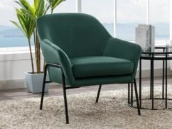 Fauteuil En Velours Vert Sapin CERITA -Fren Soldes Boutique fauteuil 14939185
