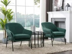 Fauteuil En Velours Vert Sapin CERITA