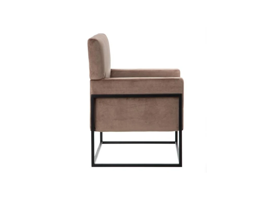 Fauteuil Taupe Velours/Métal - JYAMITI 3 Fauteuil Taupe Velours/Métal - JYAMITI – Image 3
