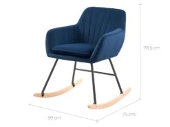 Rocking-chair Isola En Velours Bleu -Fren Soldes Boutique fauteuil 17797401