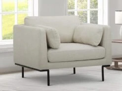 Fauteuil En Tissu Beige Et Pieds En Métal ISABELLA -Fren Soldes Boutique fauteuil 19162413