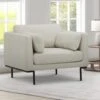 Fauteuil En Tissu Beige Et Pieds En Métal ISABELLA