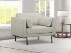 Fauteuil En Tissu Beige Et Pieds En Métal ISABELLA