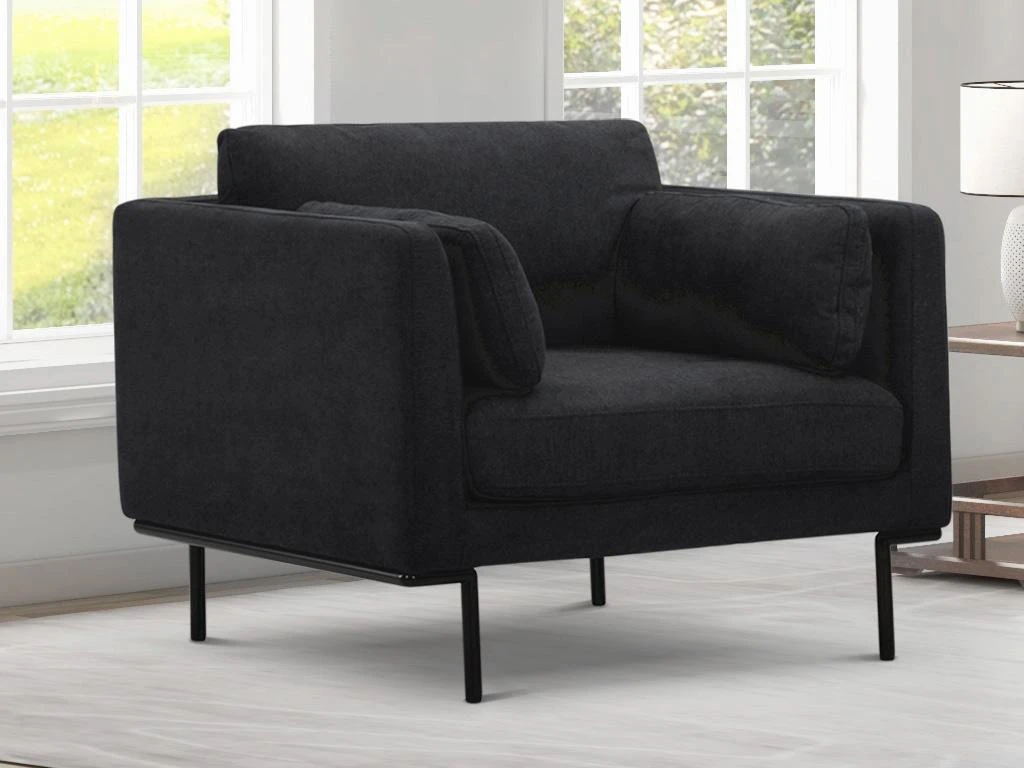 Fauteuil En Tissu Anthracite Et Pieds En Métal ISABELLA 8 Fauteuil En Tissu Anthracite Et Pieds En Métal ISABELLA – Image 8
