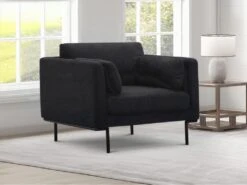Fauteuil En Tissu Anthracite Et Pieds En Métal ISABELLA