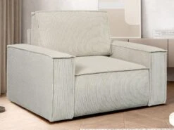 Fauteuil En Velours Côtelé Beige AMELIA -Fren Soldes Boutique fauteuil 19429437