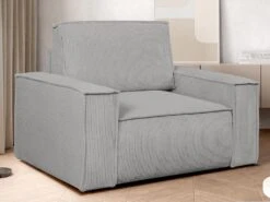 Fauteuil En Velours Côtelé Gris Clair AMELIA -Fren Soldes Boutique fauteuil 19429461